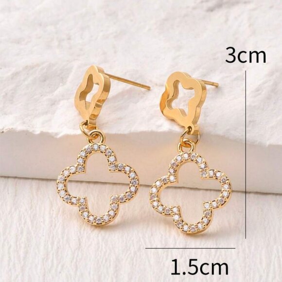 Cleef inspired doops earrings gold plated from jeweler - Picture 4 of 4